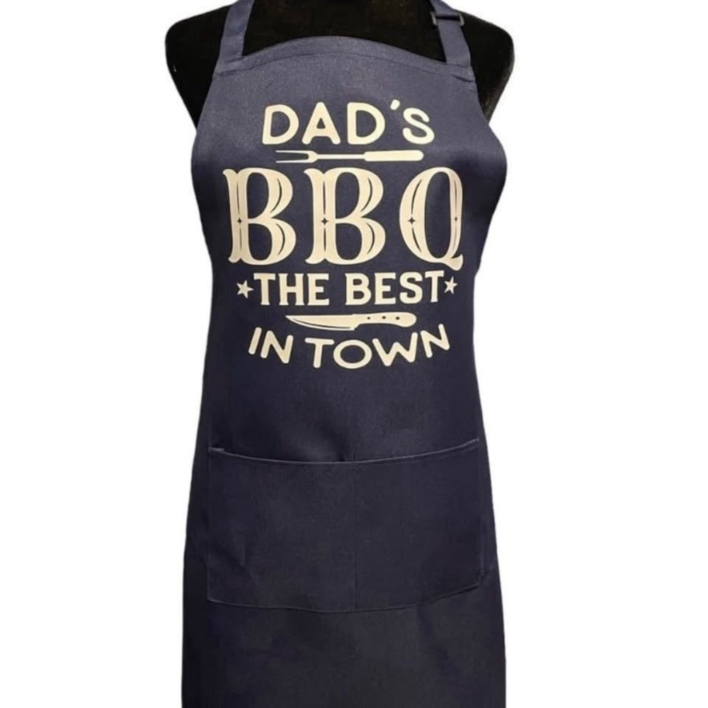Dad’s Navy Blue BBQ Apron – “The Best in Town”